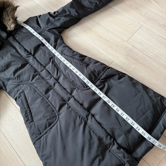 Soia & Kyo Black Down Puffer Lightweight Hooded Parka Jacket Sz XS Mid Length - Picture 3 of 15